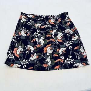 Loft Women’s Wrap Skirt Size L Floral Black Pink White